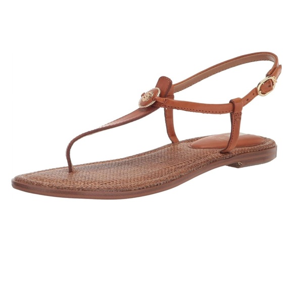 Sam Edelman Tan Leather Gigi Flat Thong Sandals Saddle Signet - Picture 4 of 14